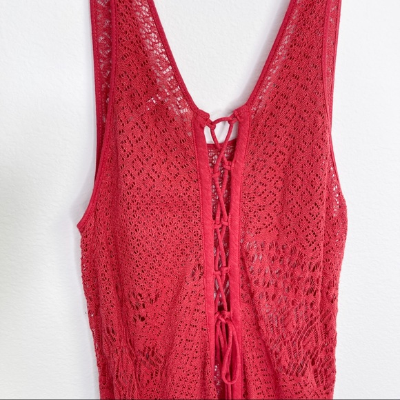 Free People Red / Rust Lace Tank Top - Picture 4 of 6